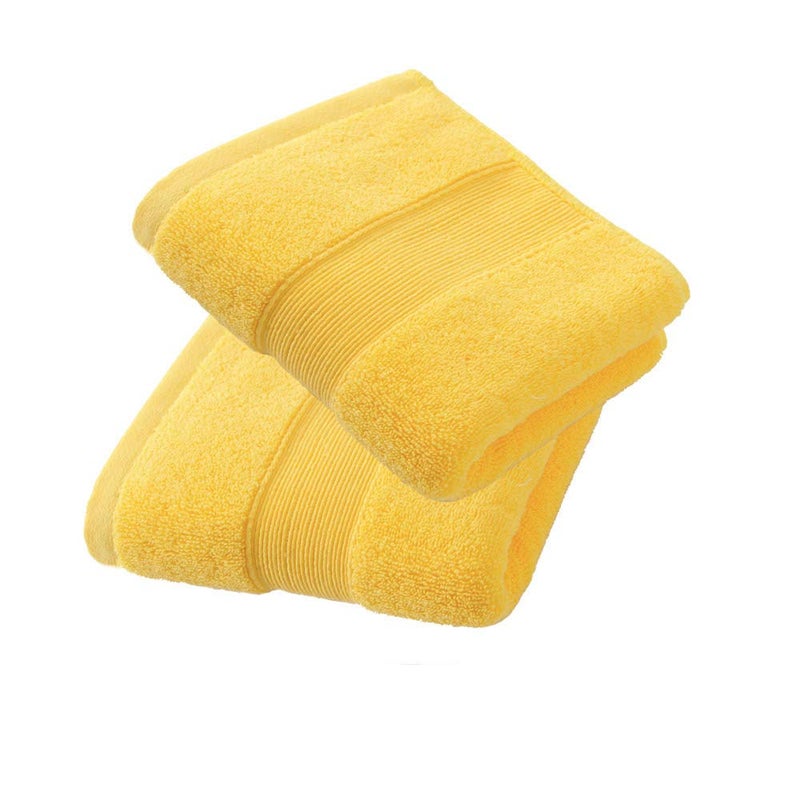 JININQ 700GSM 2Piece Hand Towels -100% Cotton for Bathroom,Kitchen,Beauty,Spa,Gym,Household face Towel,Highly Absorbent Towels(13.7 x 29.5 Inches) (Yellow) - Image 1